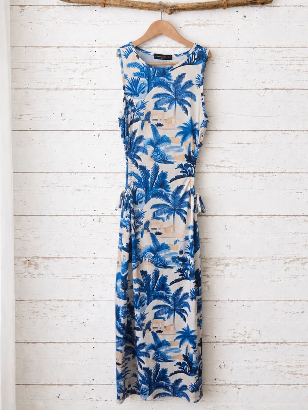 NWT Absolutely Tropical Blue and White Maxi Dress Size XL